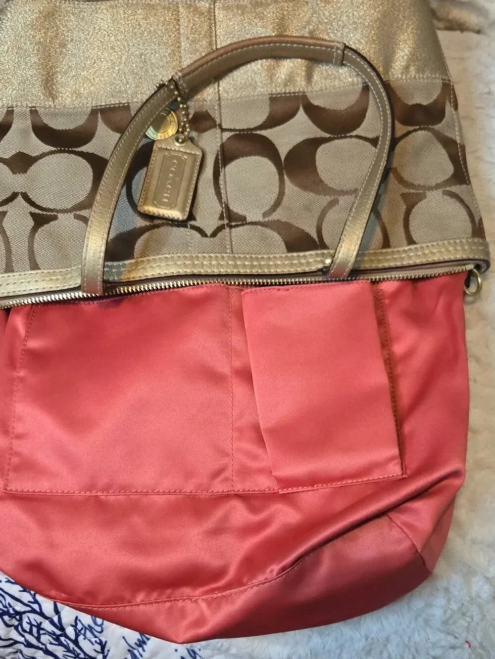 Coach Signature Canvas Tote in Gold and Brown